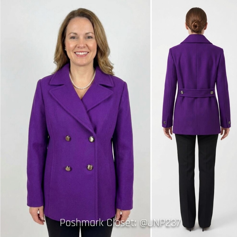 { Coldwater Creek } Violet Wool-Blend Peacoat - Picture 9 of 9